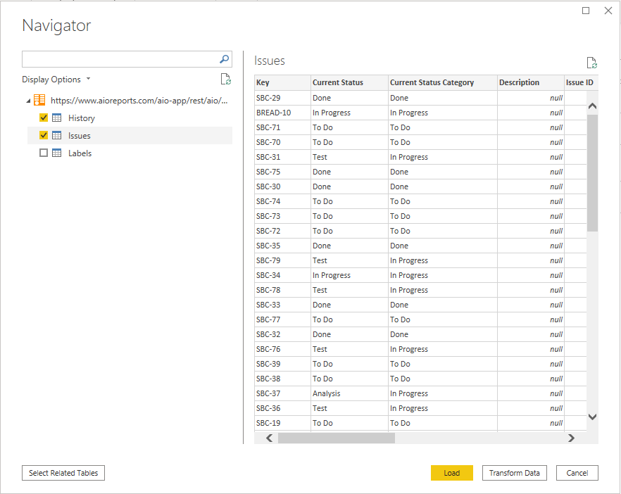 Choose AIO data source